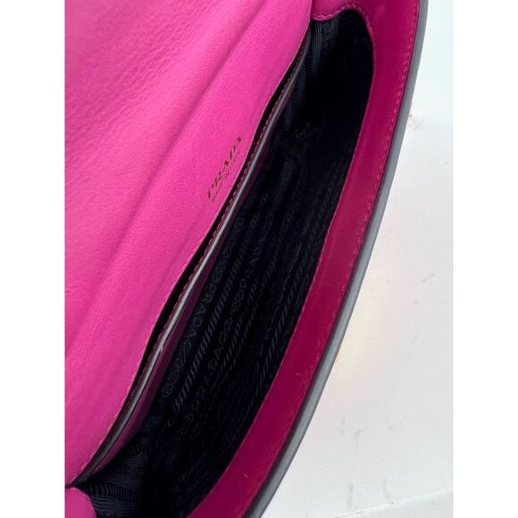 Prada City Calf Cahier Pink Black Leather Crossbody Bag - Picture 3 of 6